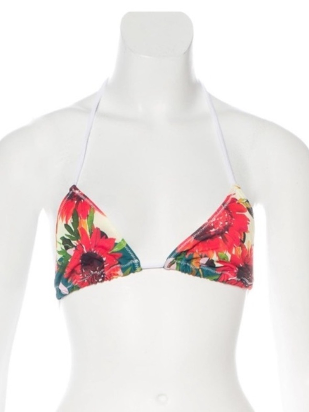 Clover Canyon Bikini Swimsuit CCB11K18 Floral Triangle Bikini Top Red Sunflower